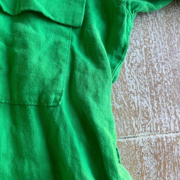 L'agence Cameron Green Belted Linen Long Shirt Dress Medium - Picture 4 of 15